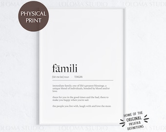 Tonga Fāmili (Immediate Family) Definition Physical Print