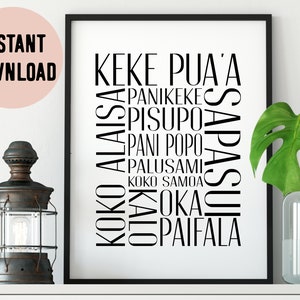 Digital Samoan Foods Kitchen Print / Instant Download