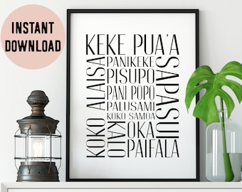 Digital Samoan Foods Kitchen Print / Instant Download