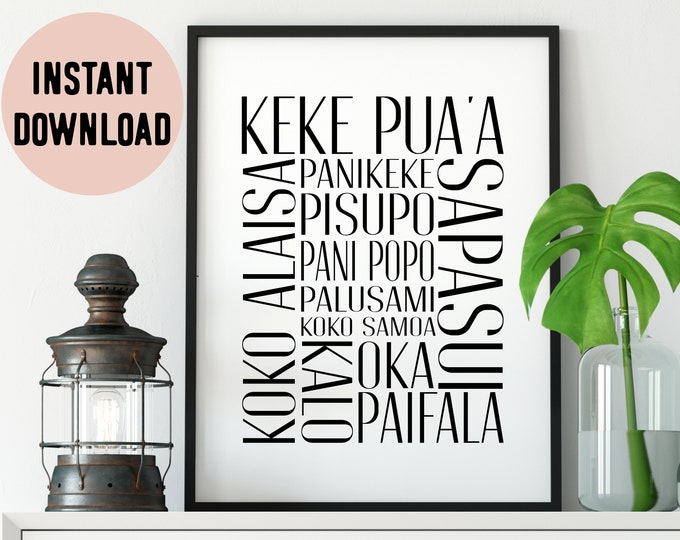 Digital Samoan Foods Kitchen Print / Instant Download