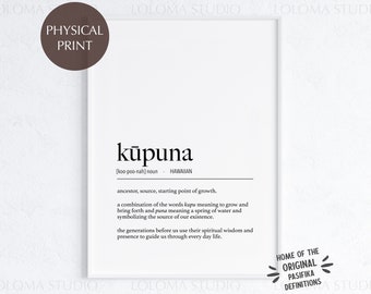 Hawaii Kupuna (Ancestor) Definition Physical Print