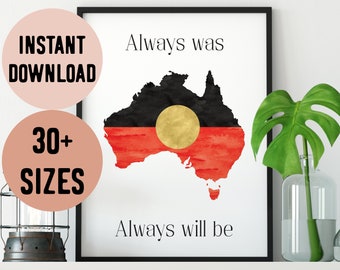 Australia Aboriginal Always Was Always Will Be Indigenous Flag Map Portrait Digital Print