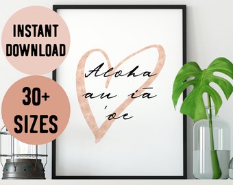 Digital Hawaii Aloha au iā 'oe (I Love You) Rose Gold Digital File
