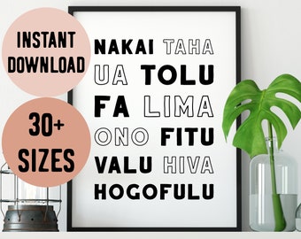 Digital Niuean Number Words Print 0-10