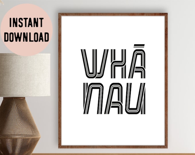 Digital New Zealand Maori Whanau (Family) Lines Black and White Digital File