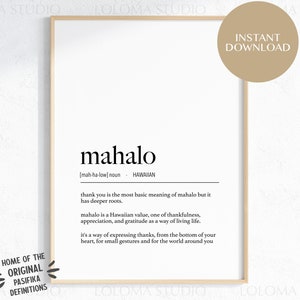 Hawaii Mahalo (Thank you/Gratitude) Definition Digital Print / hawaiian language / hawaii airbnb print / gratitude poster / polynesian art