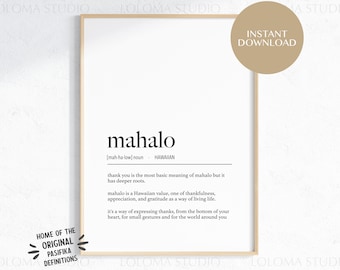 Hawaii Mahalo (Thank you/Gratitude) Definition Digital Print