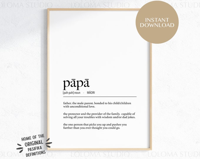 New Zealand Maori Pāpā (Father) Definition Digital Print