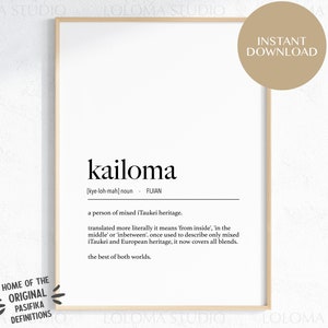 Fiji Kailoma (Part Fijian) Definition Digital Print, Fijian Art, Fiji Islands, Melanesian Wall Art, iTaukei Language, Pasifika Definition