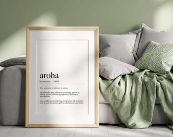 New Zealand Te Reo Maori Aroha (Love) Definition Physical Print