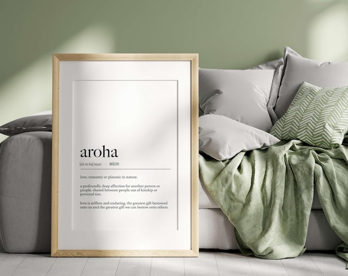 New Zealand Te Reo Maori Aroha (Love) Definition Physical Print