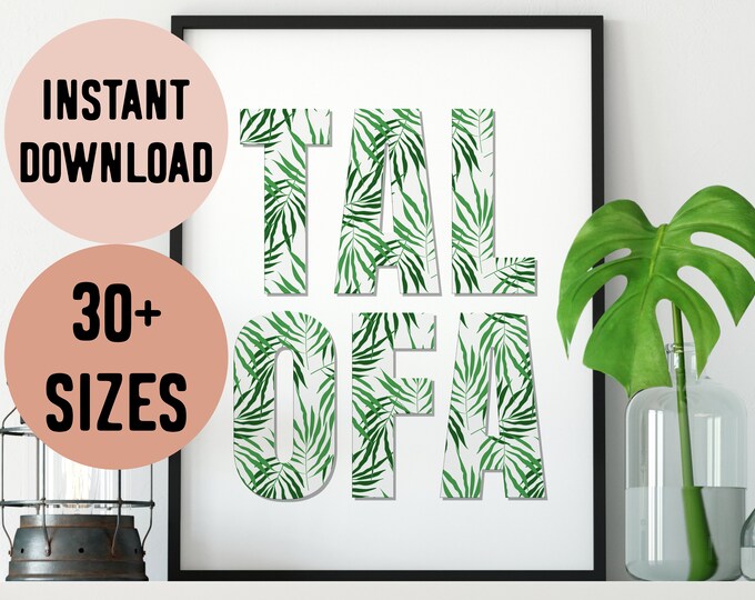 Samoa Tropical Talofa (Hello) Green Digital Print