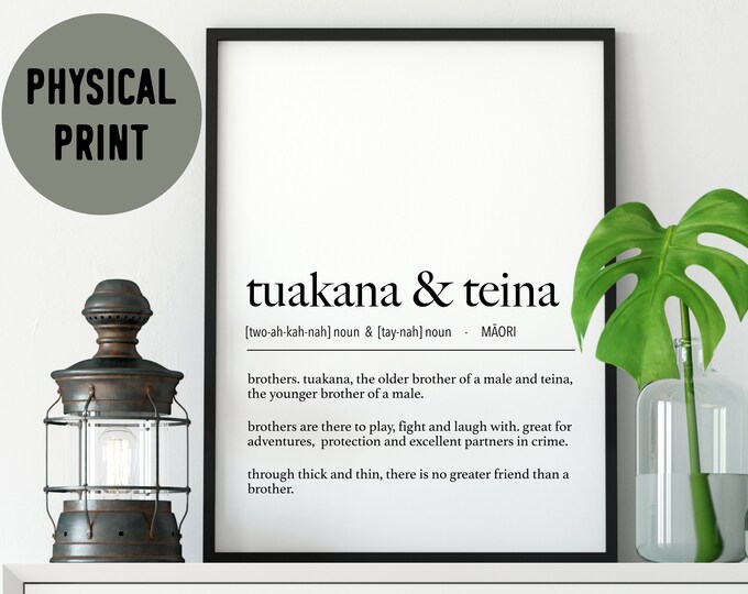 New Zealand Maori Tuakana & Teina (Older Brother and Younger Brother) Definition Physical Print