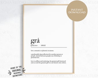 Irish Gaelic Grá (Love) Definition Digital Print