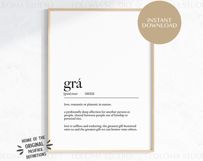 Irish Gaelic Grá (Love) Definition Digital Print