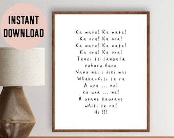 Digital New Zealand Maori Ka Mate Haka Black and White Digital File