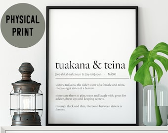 New Zealand Maori Tuakana & Teina (Older Sister and Younger Sister) Te Reo Maori Definition Physical Print