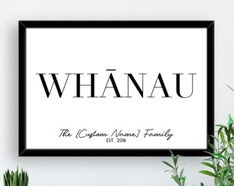 New Zealand Custom Whānau (Family) Name Print - Style 1