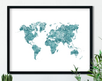 Marble World Map Print - Digital or Giclee Print - Classy Map - Sophisticated Map - Map of the World - Gift for Him - Gift for Her - Travel