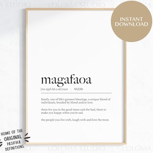 Niue Magafaoa (Family) Definition Digital Print / Niuean Language / Polynesian Home Decor / Niue Poster / Instant Download / Niuean Art