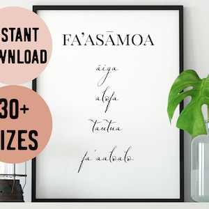 Samoa Fa&#39;asamoa (Family, Love, Service, Respect) Digital Print