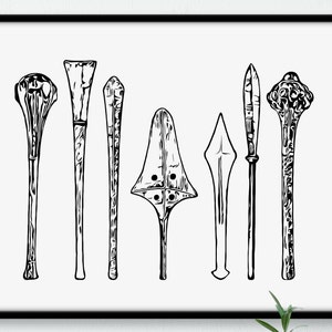 Tongaanse oorlogsclubs zwart-wit print | traditionele wapens, Tongaanse cultuur, Polynesische kunst, Tonga-print, Tonga-koninkrijk, Tongaanse muurkunst
