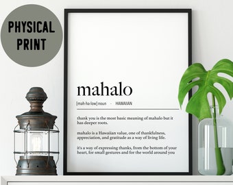 Hawaii Mahalo (Thank you/Gratitude) Definition Physical Print