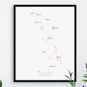 Tuvalu kaart portret / gelabeld aquarel / digitale of gedrukte muurkunst / grote kaartposter / cadeau-idee / gicleeprint / woondecoratie
