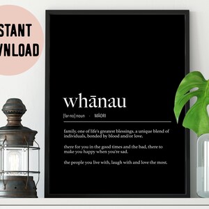 New Zealand Maori Whanau (Family) Black Definition Digital Print