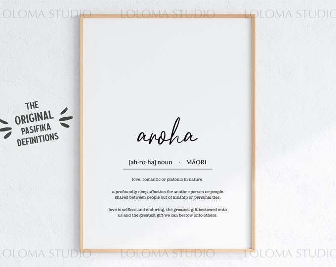 New Zealand Te Reo Maori Aroha (Love) Definition Digital Print