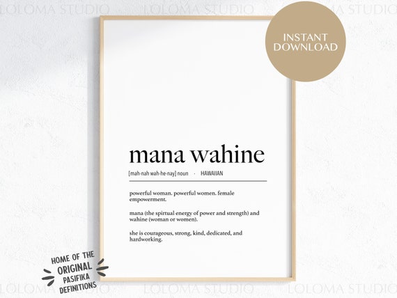 Mana Wahine Definition Print, Hawaii Powerful Woman (Digital Download)