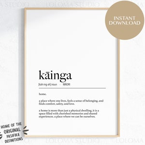 NZ Kāinga (Home) Definition Digital Print / Instant Download / Te Reo Maori / New Zealand Art / Minimalist Print / Maori Affirmation