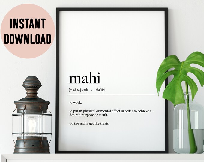 New Zealand Maori Mahi (Work) Definition Digital Print