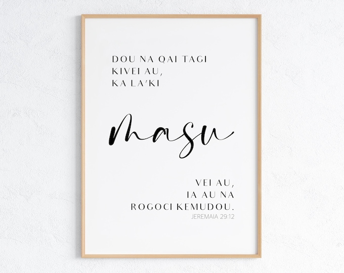 Digital Fiji Scripture Jeremiah 29:12 Monochrome Bible Print Single