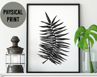 Illustrated Black and White Palmetto Physical Print | Tropical, Monochrome, Palm Leaf, Palm Tree, Minimalist, Moody Print, Beach Art