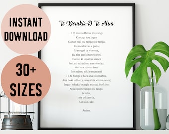 Maori Bible Prayer (The Lord's Prayer) New Zealand Digital Print