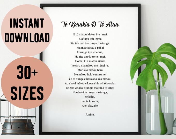 Maori Bible Prayer (The Lord's Prayer) New Zealand Digital Print