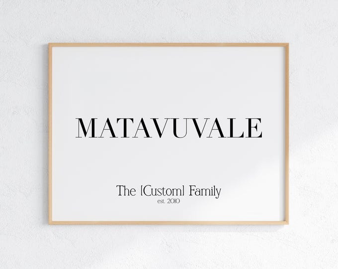 Fiji Custom Matavuvale (Family) Name Print - Style 1
