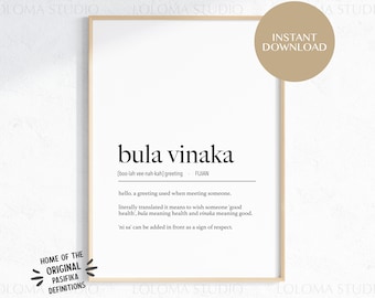 Bula Vinaka (Hello) Definition Digital Print