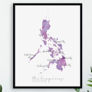 Philippines Map Portrait / Labelled Watercolour / Digital or Printed Wall Art / Large Map Poster / Gift Idea / Giclee Print / Home Decor