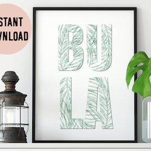 Fiji Bula Green Tropical Palm Digital Print