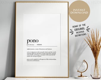 Hawaii Pono (Righteousness) Definition Digital Print
