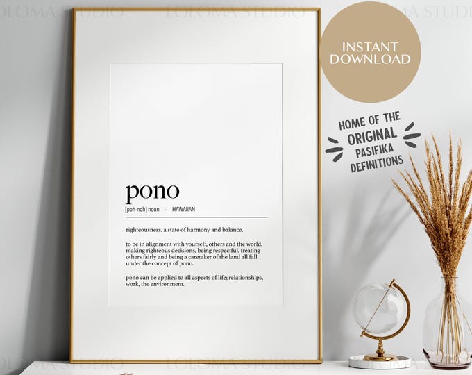Hawaii Pono (Righteousness) Definition Digital Print