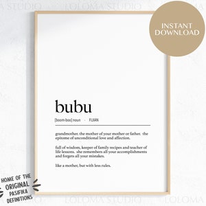 Impression numérique définition Bubu (grand-mère) des Fidji / Langue iTaukei / Culture fidjienne / Cadeau grand-mère / Insulaire du Pacifique / Famille fidjienne