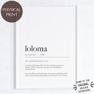 Fiji Loloma (Love - Platonic) Definition Physical Print | Love Definition | itaukei culture | Fijian Language | Fiji artwork | Fiji Islands