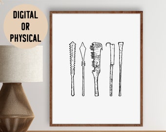 Samoa War Clubs Portrait Monochrome Print