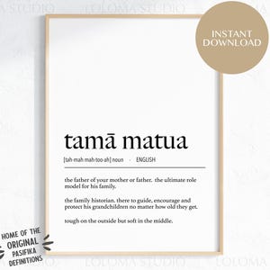 Samoa Tamā Matua (Grandfather) Definition Digital Print, grandpa definition, samoan definition print, samoa decor, aiga poster, gift for dad