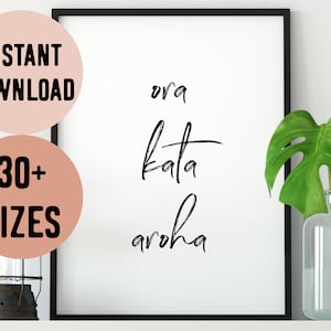 Digital Ora Kata Aroha (Live Laugh Love) Te Reo Maori Print // New Zealand Wall Art - Maori Language - Te Reo Print - NZ Poster Print - Kiwi
