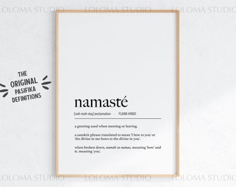 Namasté (I bow to you) Definition Digital Print - Fijian Hindi - Sanskrit Definition - Indo Fijian Print - Fijian Baat Language - Findo Art