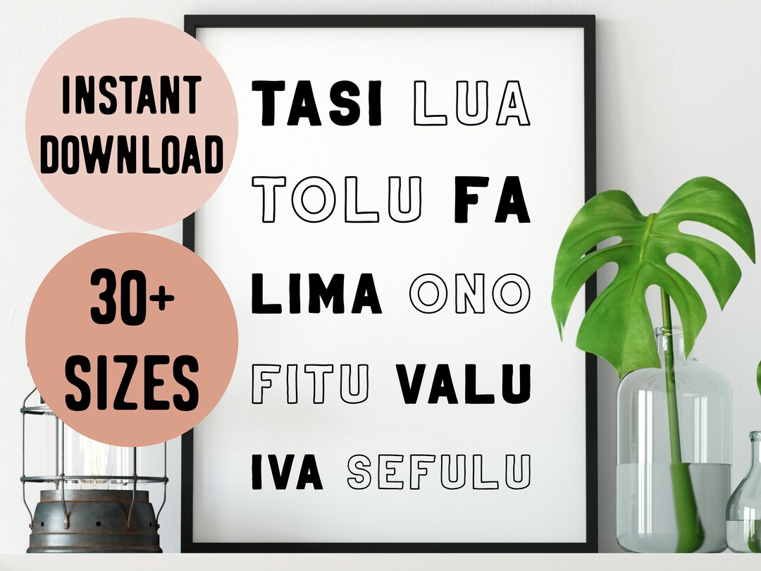 Samoa Number Words count to 10 Digital Print Etsy